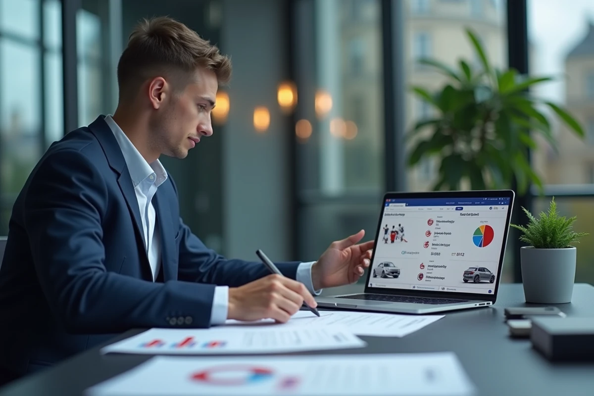 Analyste sportif regardant des statistiques dans un bureau moderne