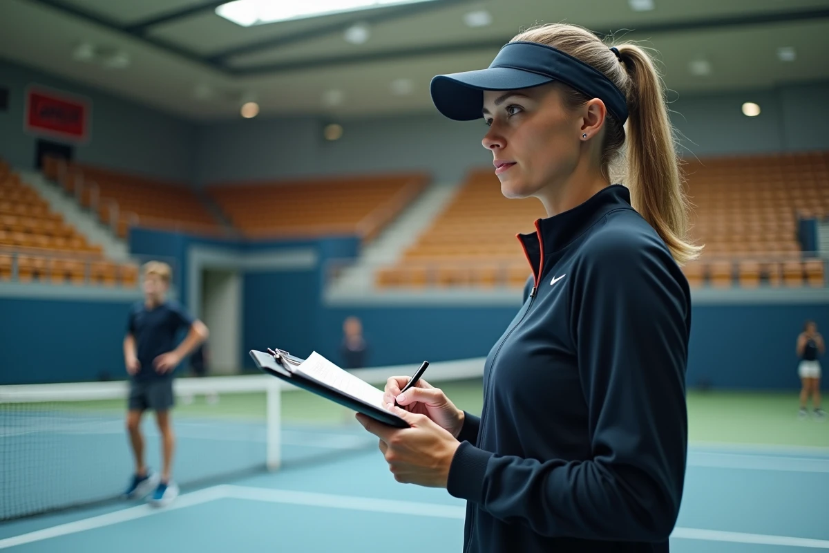 Entraineure femme en train de noter des stratégies lors d