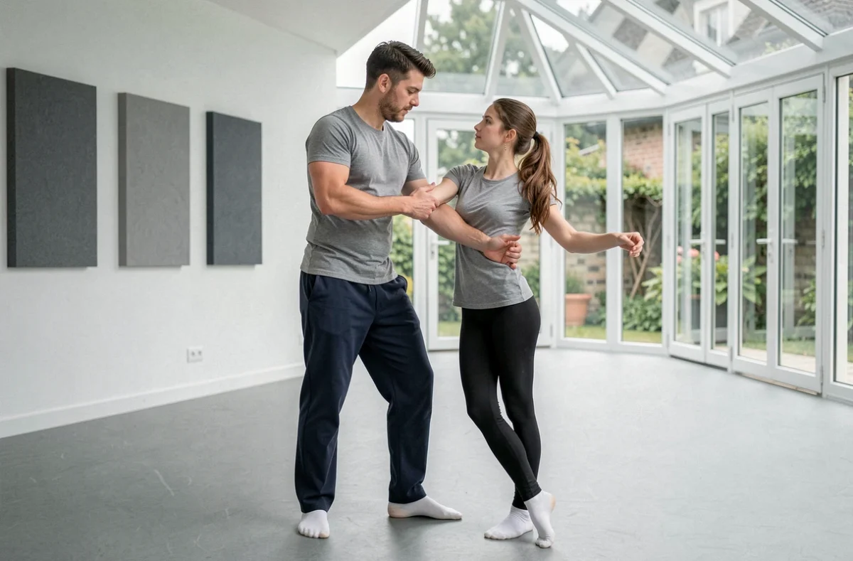 Professeur de danse guidant une élève au Conservatoire du Grand Chalon