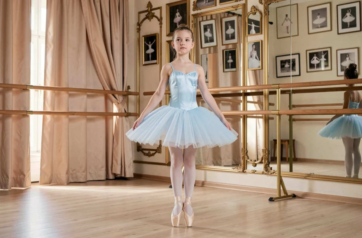Jeune élève en tutu classique à l'École de danse classique Anne Papet-Lépine