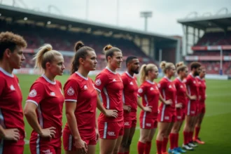 Groupe de joueurs de rugby en huddle avant un match