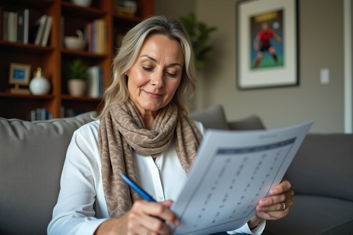 Femme algérienne notant dates de football sur calendrier