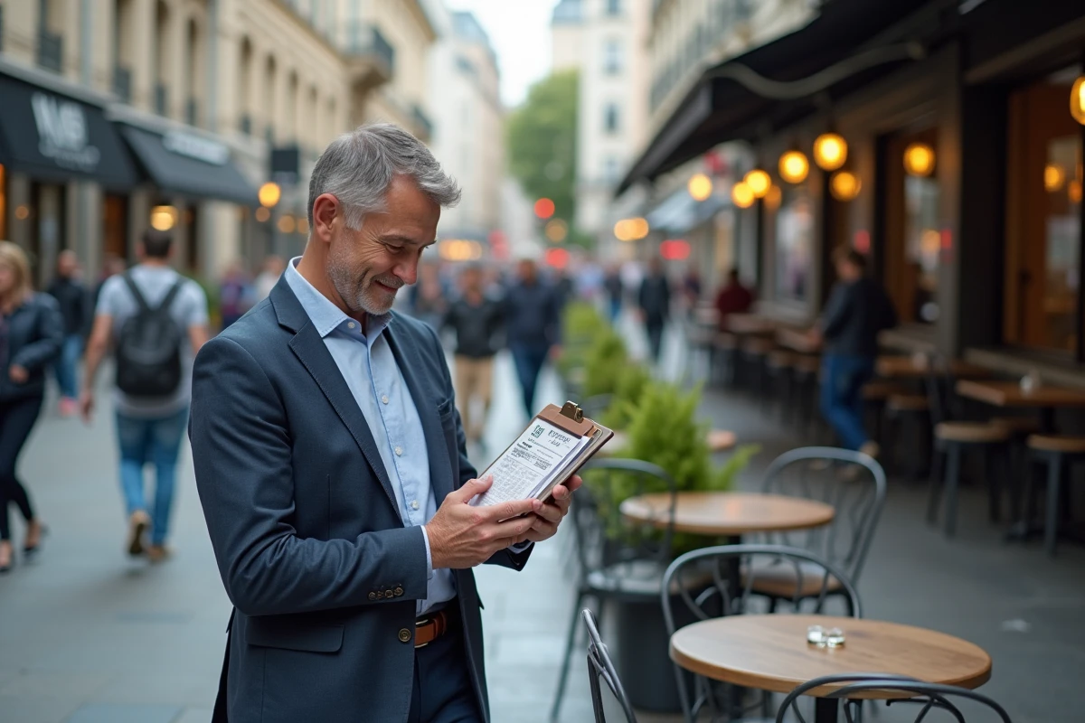 Homme vérifiant calendrier de la coupe du monde 2026 en ville