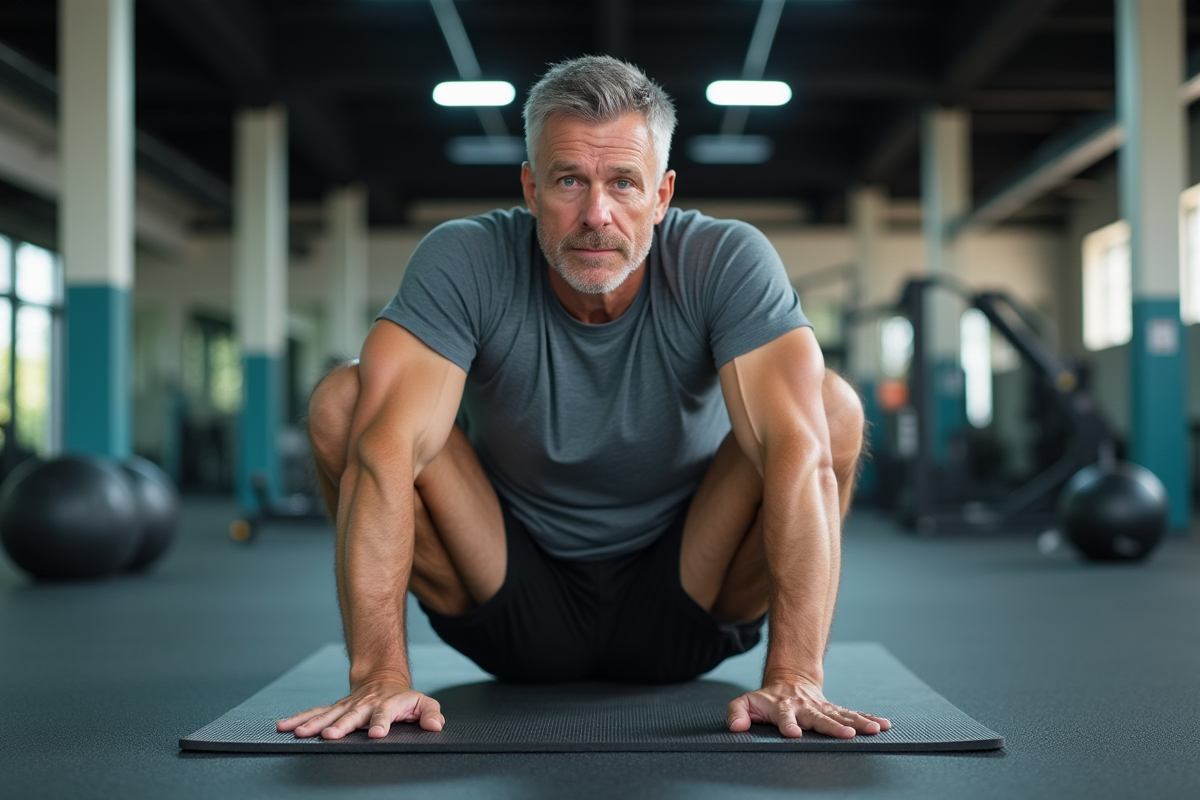 Homme faisant des exercices abdominaux sur un tapis de gym